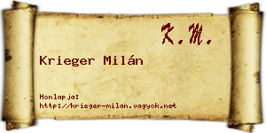 Krieger Milán névjegykártya
